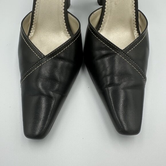 Unisa Pointed-Toe DOrsay Heels Women 9B Black Leather 3.5" Heel Witchy Steampunk - Picture 4 of 12